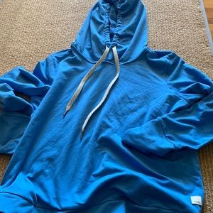 Vuori bright blue hoodie (dog not included)